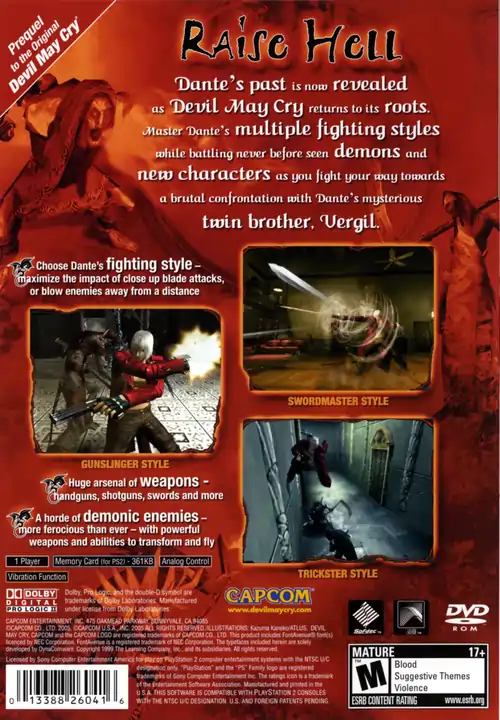 Devil May Cry 3 Dante’s Awakening Cover