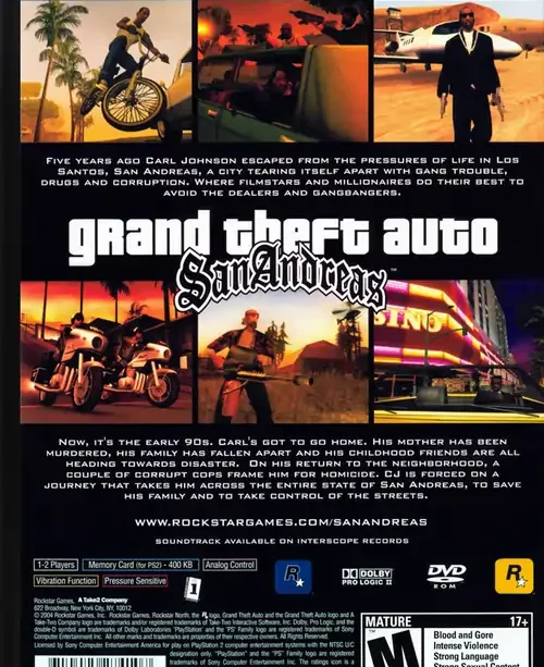 GTA: San Andreas ps2 back cover